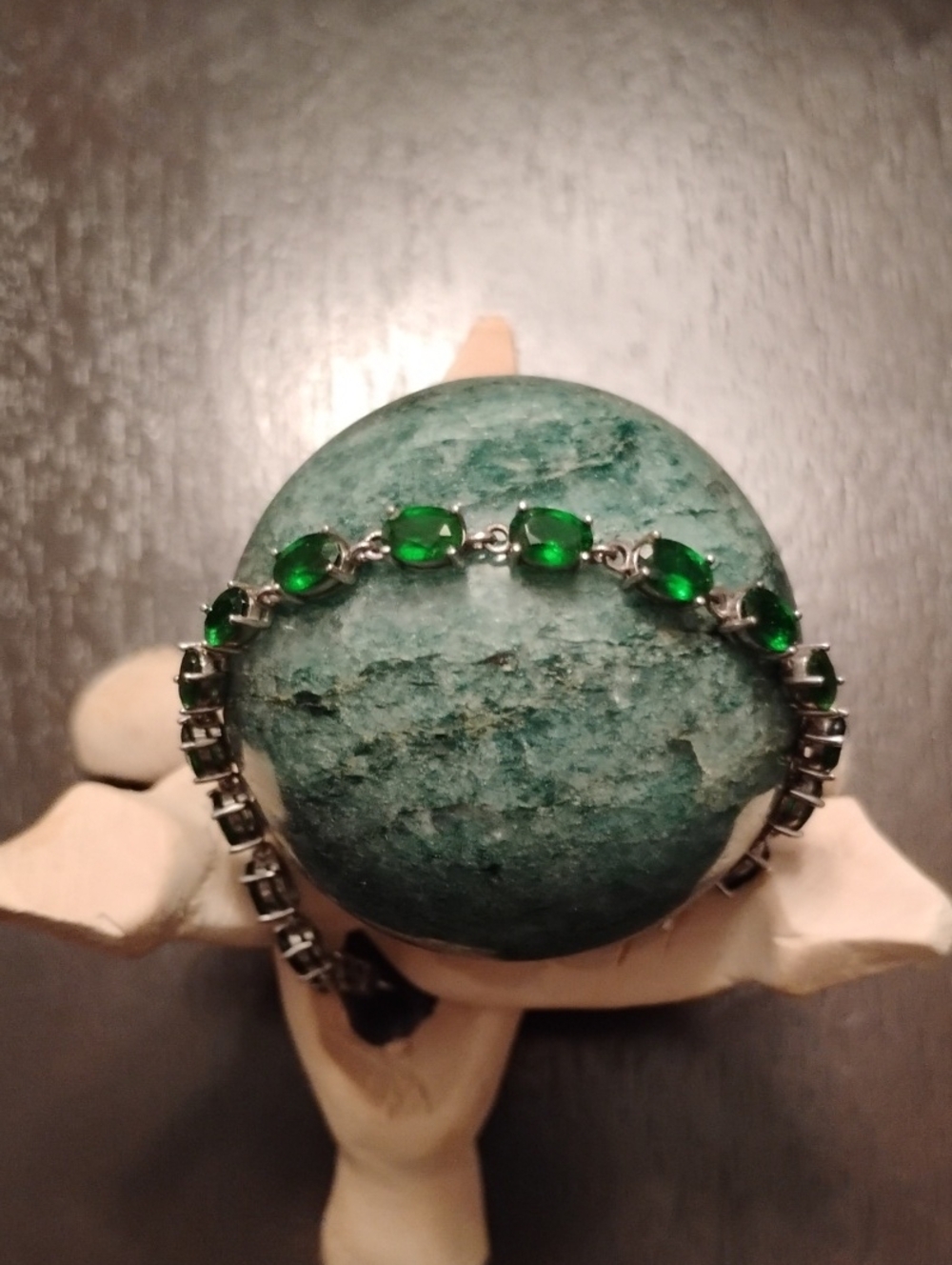 Chrome Diopside Tennis Bracelet In 925 Sterling Silver